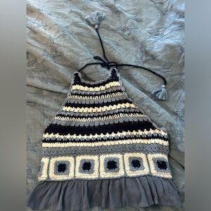 Lucky Brand cropped halter top with crotchet details